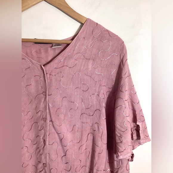 Y2K Vintage Embroidered Rayon Asymmetric Top 2X - Picture 4 of 15